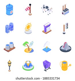 
Environment Isometric Icons Vectors Pack 