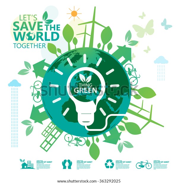 Environment Lets Save World Together Stock Vector Royalty Free