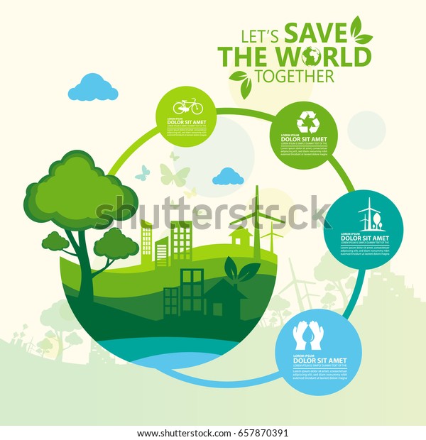 Environment Lets Save World Together Stock Vector Royalty Free