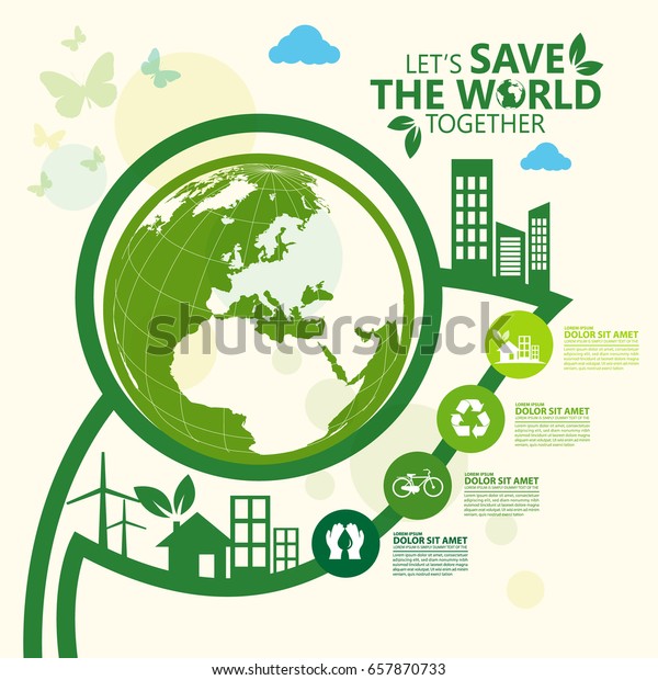 Environment Lets Save World Together Stock Vector Royalty Free