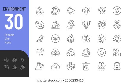 
Environment Line Editable Icons set. Vector illustration in modern thin line style of nature related icons: plants, insects, animals, and more. Pictograms and infographics for mobile apps
