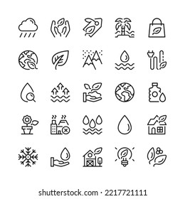 Environment line icons. Outline symbols. Vector line icons set