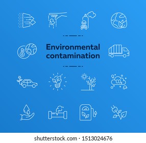 Environment line icons. Set of line icons. CO2 emission, forest. Ecology concept. Vector illustration can be used for topics like nature, environment protection