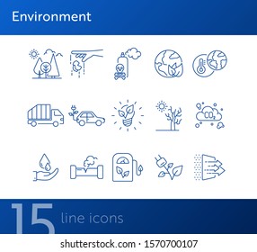 Environment line icons. Set of line icons. CO2 emission, forest. Ecology concept. Vector illustration can be used for topics like nature, environment protection