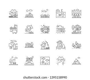 Environment line icons, signs, vector set, outline illustration concept 