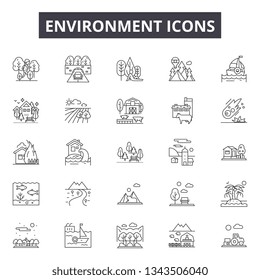 Environment line icons for web and mobile design. Editable stroke signs. Environment  outline concept illustrations