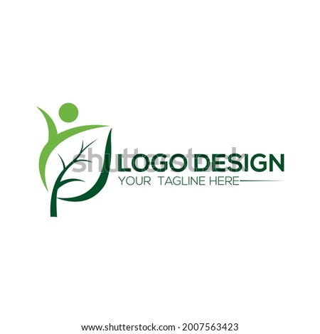 Environment logo design. One man leaf environment logo.