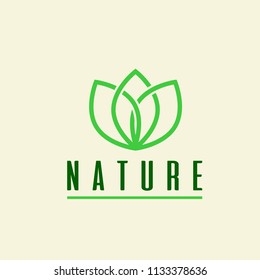 environment logo with earth and leaves symbol for green life style