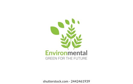 environment logo with earth and leaves symbol Art Illustration