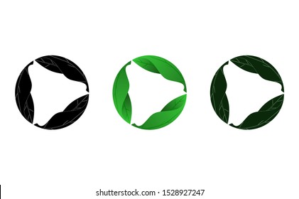 Environment logo set Nature conservation green leaves earth