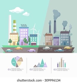 Environment of the modern city. Flat design.