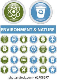 environment & nature buttons. vector