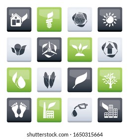environment and nature icons over color background - vector icon set