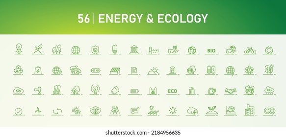 Environment nature line icons collection. ESG concept, net zero in environmental, social and governance. Banner design. Line icon set. EPS10 vector illustration.