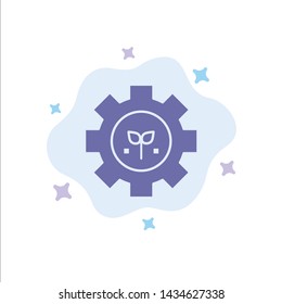 Environment, Plant, Gear, Setting Blue Icon on Abstract Cloud Background