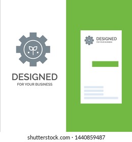 Environment, Plant, Gear, Setting Grey Logo Design and Business Card Template