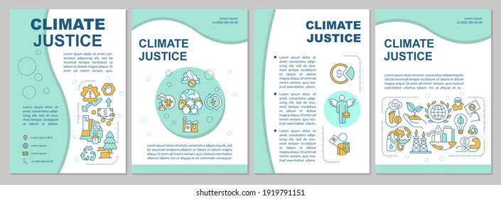 Environment pollution brochure template. Flyer, booklet, leaflet print, cover design with linear icons. Climate justice. Vector layouts for magazines, annual reports, advertising posters