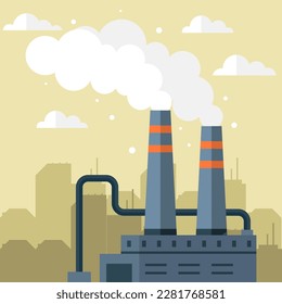 Contaminación ambiental y desastre ecológico. Contaminación del aire y del agua de fábrica. Contaminación del aire de las centrales eléctricas o fábrica industrial. El humo y la contaminación del aire. Nubes industriales de humo, smog y niebla