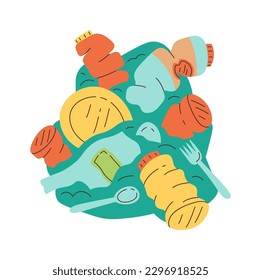 Environment pollution Pile of plastic bottles. Vector illustration
