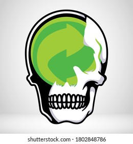 Environment Pollution. Toxic Skull. Recycle Skull.