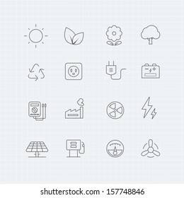 environment and power vector thin line symbol icon