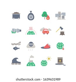 ENVIRONMENT PROBLEMS FLAT ICON SET	