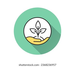 Environment protection flat icon. Simple illustration with long shadow for graphic and web design.