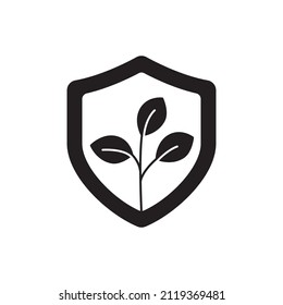 Environment protection icon. Ecology Shield icon in black flat glyph, filled style isolated on white background