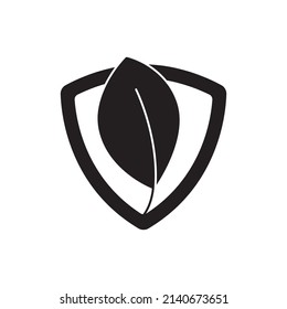 Environment protection icon. Ecology Shield icon in black flat glyph, filled style isolated on white background