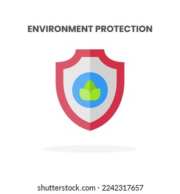 Environment Protection icon flat. Vector illustration on white background. Can used for web, app, digital product, presentation, UI and many more.