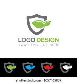 Environment Protection Logo with shield  Design Template Vector EPS File