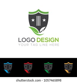 Environment Protection Logo with shield  Design Template Vector EPS File