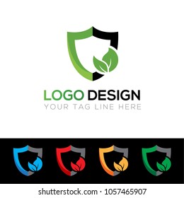 Environment Protection Logo with shield  Design Template Vector EPS File