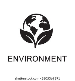 Environment protection symbol with globe and green leaves environment sustainability protection conservation friendly earthday sustainable environmental botanical awareness climatechange