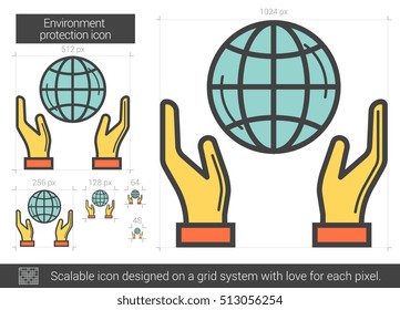 Environment protection vector line icon isolated on white background. Environment protection line icon for infographic, website or app. Scalable icon designed on a grid system. Environment protection vector line icon isolated on white background. Environment protection line icon for infographic, website or app. Scalable icon designed on a grid system.