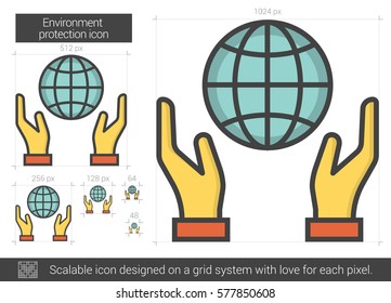 Environment protection vector line icon isolated on white background. Environment protection line icon for infographic, website or app. Scalable icon designed on a grid system.