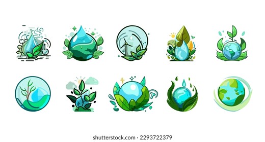 Protección del medio ambiente conjunto de vector colección diseño gráfico de clipart