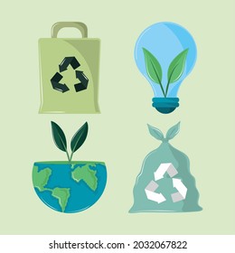 environment recycle and ecology icons