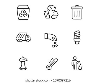 environment and recycle icon set design illustration, hand drawn style design, designed web and app