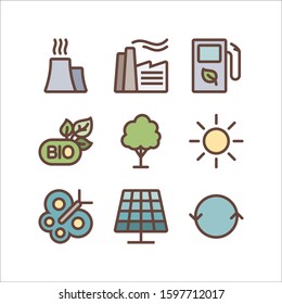 Environment related color line icon set. Ecology and nature colorful linear icons. Eco friendly flat color outline vector sign collection.