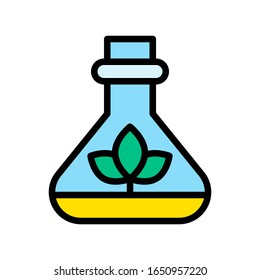 environment related leafs or flower in flask vector with editable stroke