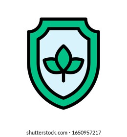 environment related leafs or flower on badge vector with editable stroke
