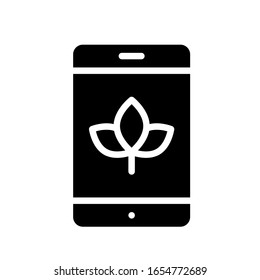 environment related leafs or flower on mobilephone vector in solid design