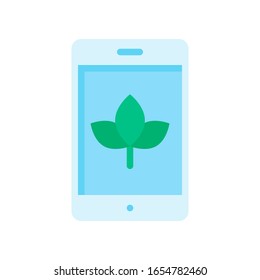 environment related leafs or flower on mobilephone vector in flat style