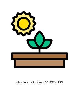 hojas o flores relacionadas con el medio ambiente con vectores de sol con trazo editable