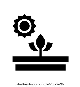 environment related leafs or flower with sun vector in solid design