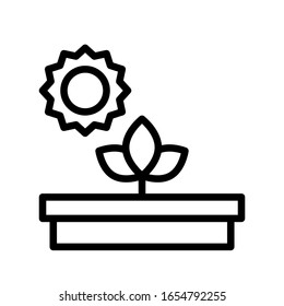 environment related leafs or flower with sun vector in lineal style