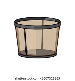 environment reusable coffee filter cartoon. zero waste, durable mesh, stainless plastic environment reusable coffee filter sign. isolated symbol vector illustration