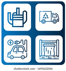 environment simple icons set. Contains such icons as Watering can, Garbage, Electric vehicle, Dam, can be used for web, mobile and logo