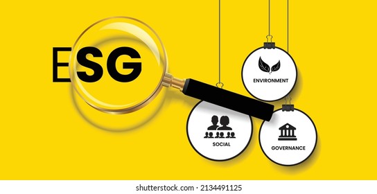 Environment, Social, Governance, corporate sustainability performance screening. ESG banner web icon for business and organization. used as background, header, web template, print, poster, awareness.